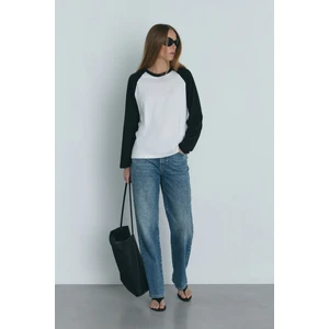 Suud Collection Siyah Reglan Çift Renk Tişört