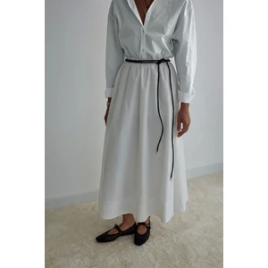 Suud Collection Ekru Day Poplin Kloş Etek