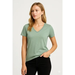Kadın V Yaka Basic Tişört – Limited Color Drop