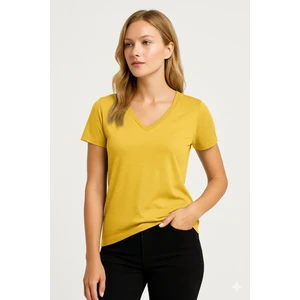 Kadın V Yaka Basic Tişört – Limited Color Drop