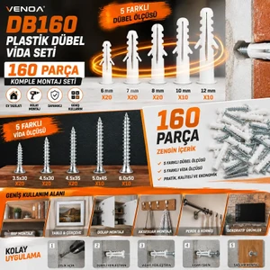 DB160 Plastik Dübel Vida Seti 160 Parça