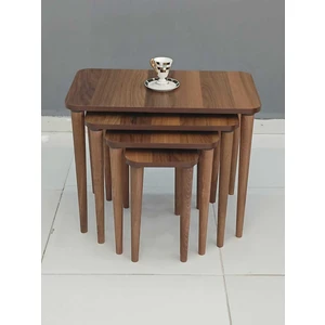 Deniss Home Dörlü Mdf Ahşap Zigon Sehpa ceviz
