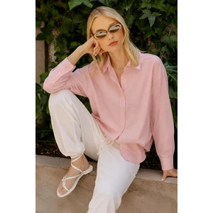 Pembe Uzun Kollu Oversize Gömlek MG2003