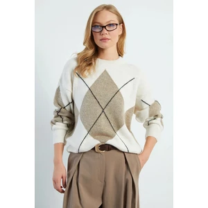 Baklava Desenli Oversize Kazak