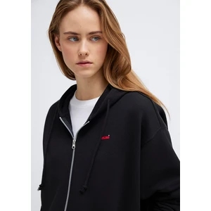 Mavi Logo Baskılı Kapüşonlu Siyah Sweatshirt 1S10531-900