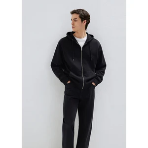 Kapüşonlu Fermuarlı Siyah Basic Sweatshirt 0S10277-900