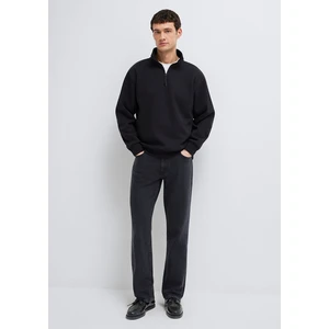 Yarı Fermuarlı Siyah Basic Sweatshirt 0S10278-900