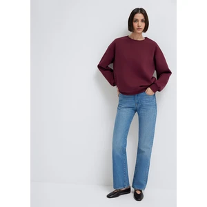 Bisiklet Yaka Bordo Basic Sweatshirt 1610198-70415