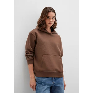 Kapüşonlu Kahverengi Basic Sweatshirt 167299-81959