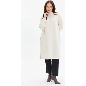Kado Moda Dik Yaka İki İplik Fermuarlı Tunik