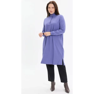 Kado Moda Dik Yaka İki İplik Fermuarlı Tunik