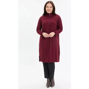 Kado Moda Dik Yaka İki İplik Fermuarlı Tunik