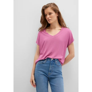 V Yaka Pembe Basic Viskoz Tişört 167714-70955