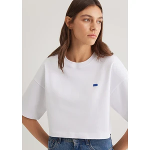 Bisiklet Yaka Basic Beyaz Crop Tişört 1612187-620