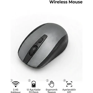 Wireless DPI 1200 2.4 Ghz Kablosuz Optik Mouse