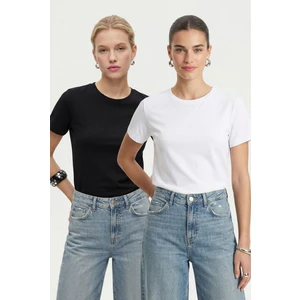 Kadın Vicky Basic Siyah ve Beyaz 2'li T-Shirt