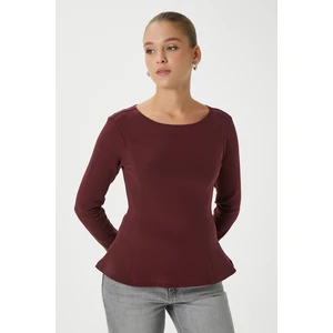 Kadın Runa Premium Bordo Peplum Bluz
