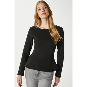 Kadın Runa Premium Siyah Peplum Bluz