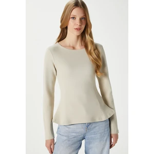 Kadın Runa Premium Bej Peplum Bluz