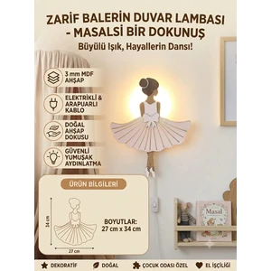 Ahşap Balerin Model Duvar Lambası