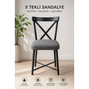 Bambeds Mobilya X Sandalye Tekli | Mutfak, Balkon ve Çalışma Sandalyesi | Metal Ayaklı Sandalye