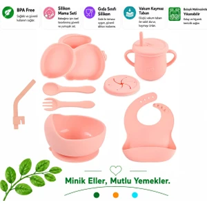 Silikon Beslenme Seti / Pembe