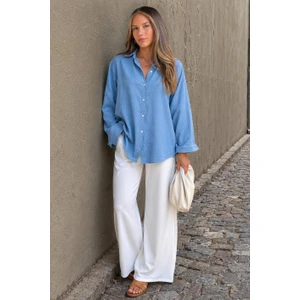 Mavi Muslin Kumaş Basic Kadın Gömlek MG1660
