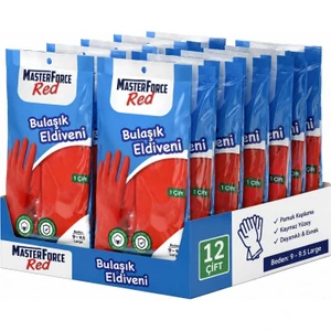 Masterforce Bulaşık Eldiveni Kırmızı Large (L)  No:9 12 Adet