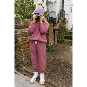 Basic Karyoka Detaylı Sweatshirt Takım Leylak