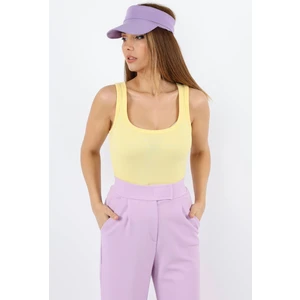 Kadın Cotton Premium Doku Sarı Pamuklu Basic Fitilli Atlet