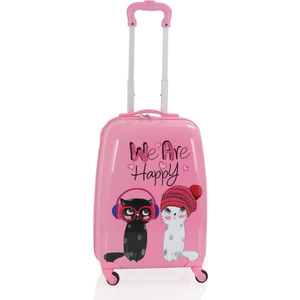 V307 ABS ÇOCUK VALİZ-PEMBE - HAPPY BASKI