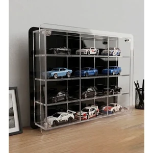 Hot Wheels Model Araba Sergileme Standı (Şeffaf - Siyah)