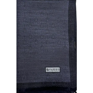 Pamuk Ipek Şeritli Monogram Şal 41728-ANTRASIT