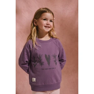 Ağaç Baskılı Sweatshirt 1-7 Yaş Mor