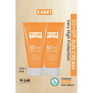 W-LAB Cosmetics SPF50+ Güneş Kremi - Tüm Cilt Tipleri İçin Nemlendirici ve Onarıcı, Geniş Spektrumlu, Hassas Ciltler İçin Uygun, 2×100 ml