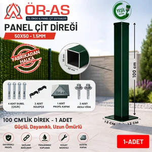 Ör-As Tel Örgü Panel Çit Direği AKSESUARLI-(-100CM-) Yeşil Renk