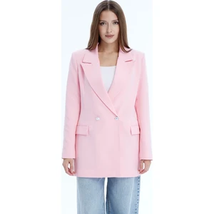 Açık Pembe Oversize Dokuma Blazer Ceket
