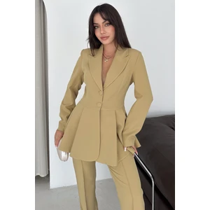 Volanlı Blazer Ikili Pantolonlu Takım
