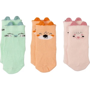 Hellobaby Kız Bebek 3lü Soket Çorap Hayvan Baskılı