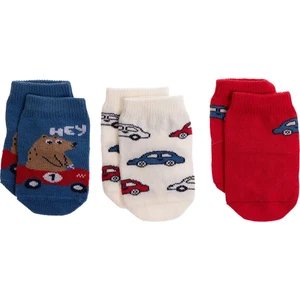 Hellobaby Erkek Bebek 3lü Kaydırmaz Çorap Taşıtlar Baskılı