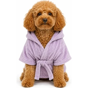 Köpek Bornozu Bambu Lila