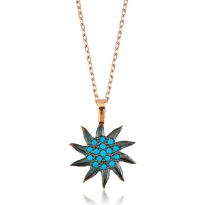 Inure Jewelry Gümüş Mavi Güneş Bayan Kolye