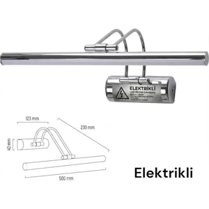9W 50CM Krom Flüt Aplik 6500K Beyaz Işık