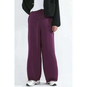 Kadınlar Barrel Fit Basic Şardonlu Eşofman Altı Bordo Kırmızı