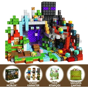 Minecraft Manyetik Orman Temalı Blok Oyuncak - 300 Parça
