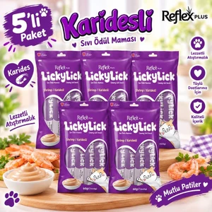 Plus Lickylick Karidesli Sıvı Ödül Maması  5li Paket