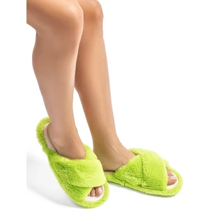 Çapraz Peluş Kadın Ev Terliği Yeşil 36/41