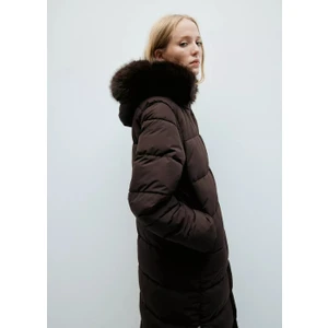 Kürk Görünümlü Kapüşonlu Kapitone Anorak