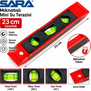 S649 Mıknatıslı Mini Usta Su Terazisi 23 cm