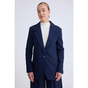 Önden Tek Düğme Kapamalı Blazer Ceket